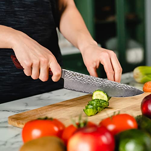 8'' Damascus Chef's Knife with Hammered Texture Pattern