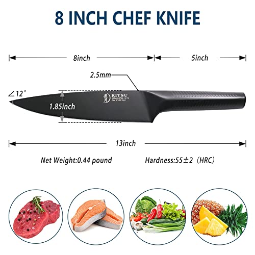 8" Black Titanium Coated Blade Japanese Chef Knife
