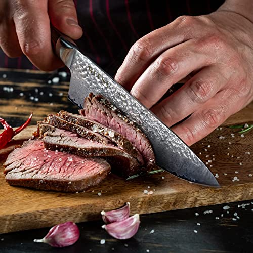 8'' Damascus Chef's Knife with Hammered Texture Pattern