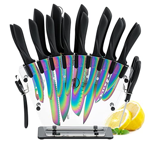 6 Piece Colorful Knife Set - 5 Kitchen Knives with 1 Peeler - Stainless  Steel Rainbow Chef Knife