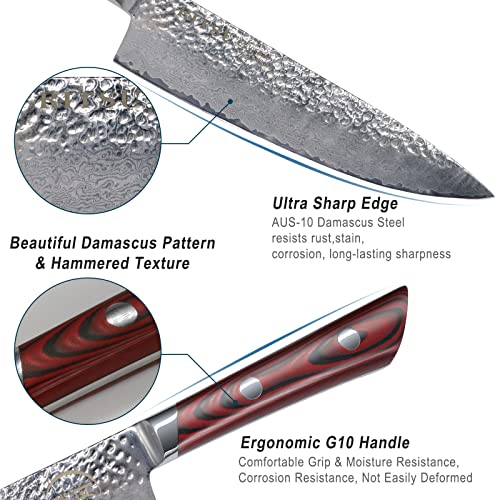 8'' Damascus Chef's Knife with Hammered Texture Pattern