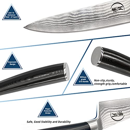 8" Professional Damascus Chef Knife With G10 Handle And Gift Box