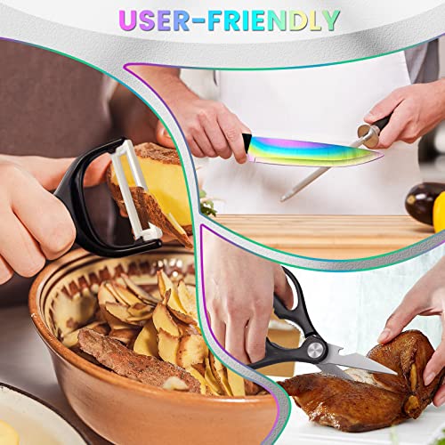 19 Pieces German Steel Kitchen Knife Block Set