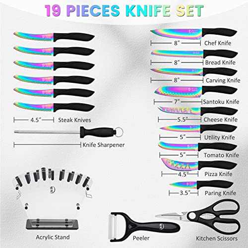 19 Pieces German Steel Kitchen Knife Block Set