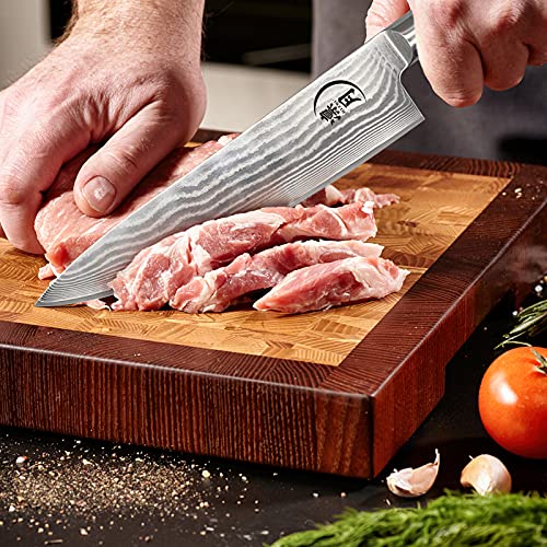 8" Professional Damascus Chef Knife With G10 Handle And Gift Box