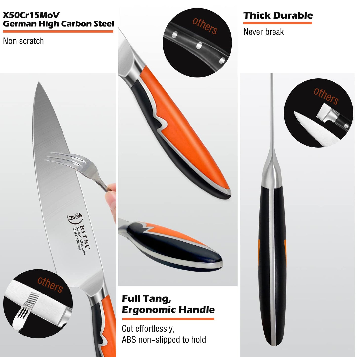 8 Pieces High Carbon Stainless Steel Knife Set