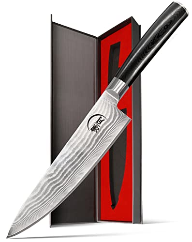 8" Professional Damascus Chef Knife With G10 Handle And Gift Box