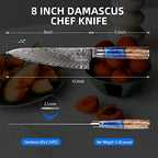 8'' AUS-10 Damascus Steel Japanese Chef Knife