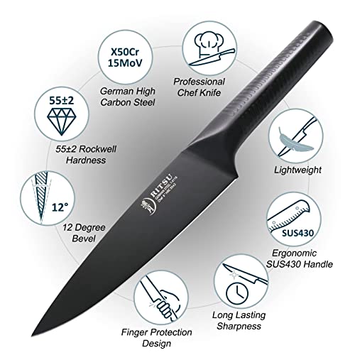 8" Black Titanium Coated Blade Japanese Chef Knife