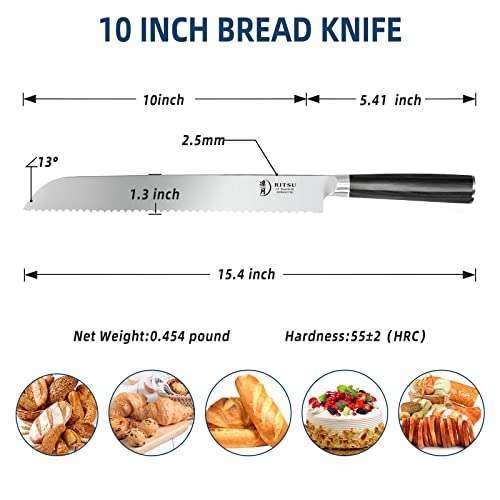 10'' German High Carbon Steel Professional Serrated Bread Knife