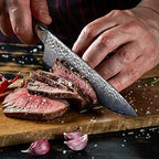 8'' Damascus Chef's Knife with Hammered Texture Pattern