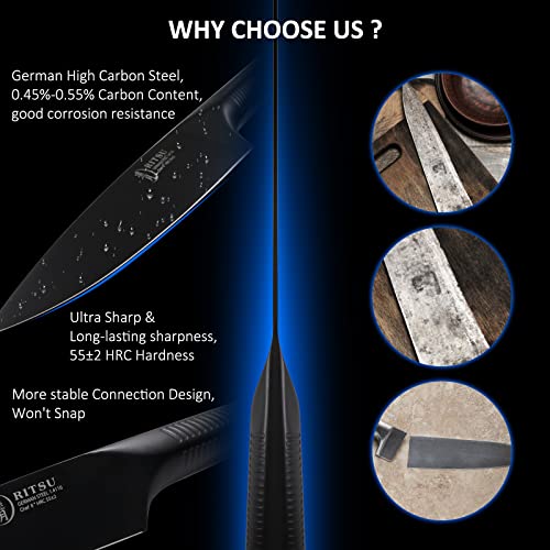 8" Black Titanium Coated Blade Japanese Chef Knife