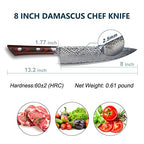 8'' Damascus Chef's Knife with Hammered Texture Pattern