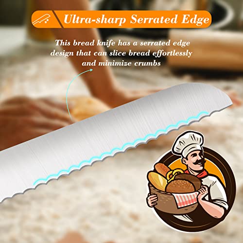 Bread Knife 10 Inch Serrated Knife, German High Carbon Steel Bread Slicer  with Ergonomic Handle for Homemade Bread Slicing US - AliExpress