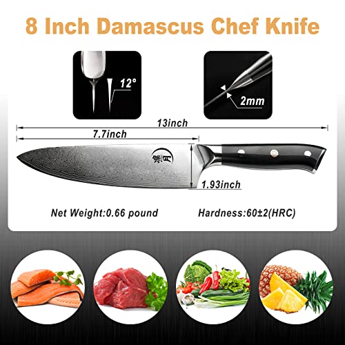 8'' Damascus Steel Japanese Chef's  Knife