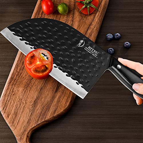 Get RITSU Butcher Knife ,8 Inch Serbian Chef Knife Hand Forged Kitchen Knife  Delivered