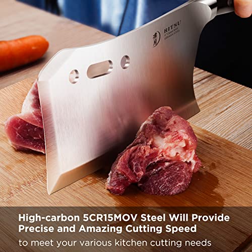 Get RITSU Meat Cleaver ,9 Inch Butcher Knife Bone Cutting Knife ,6mm  Thickness Delivered