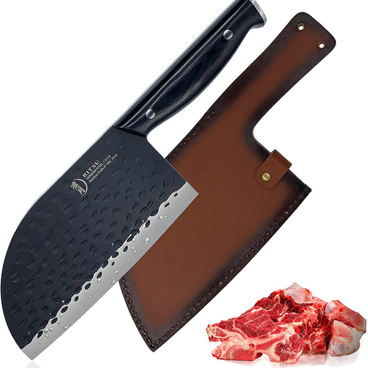 8"German Steel Black Pakka Wood Butcher Knife